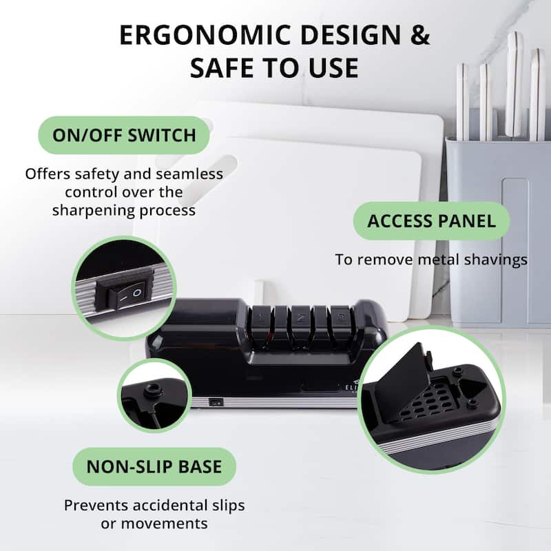 Elitra Home Professional Electric Knife Sharpener Black - 9.85"L x 3.55"W