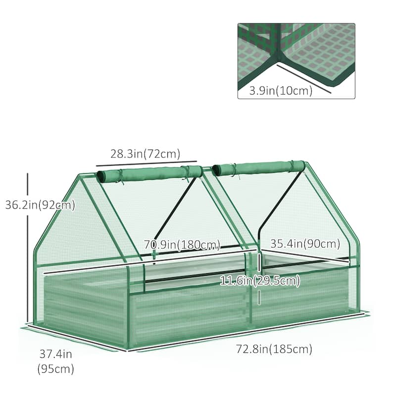 6' x 3' Galvanized Raised Garden Bed with Mini Greenhouse
