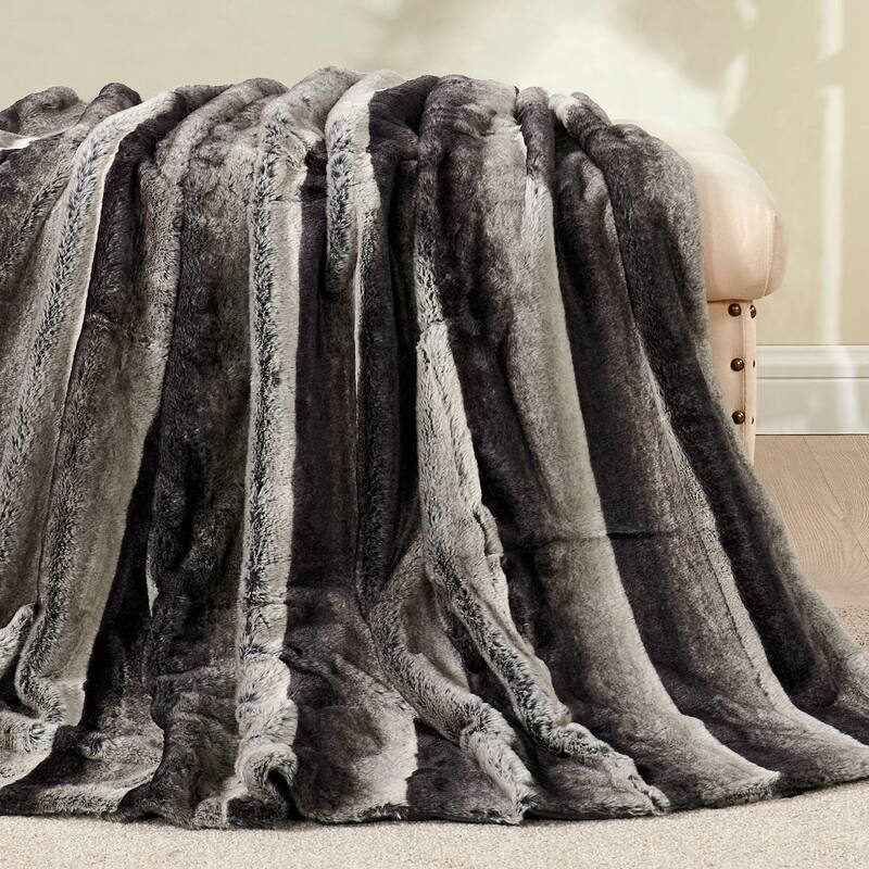Tip Printing Light Fauxfur Throw