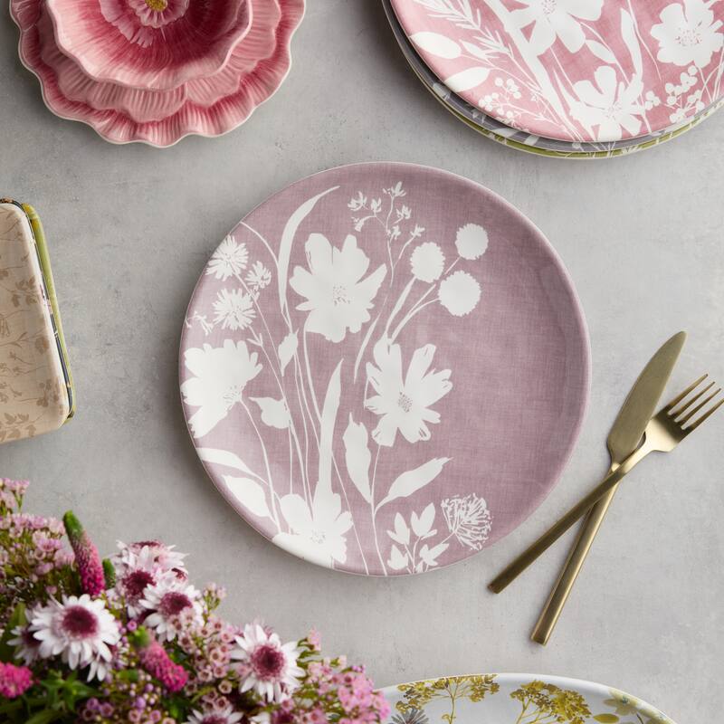 Certified International Wildflowers 10.5" Dinner Plates, Set of 4 Assorted Designs - 10.50"L x 10.50"W x 1.00"H