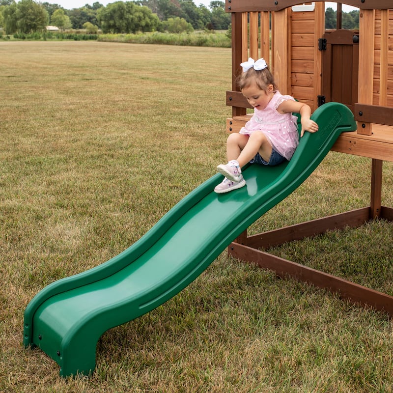 Backyard Discovery Echo Heights Cedar Wooden Elevated Kids Playhouse - 6'3" x 10'0"