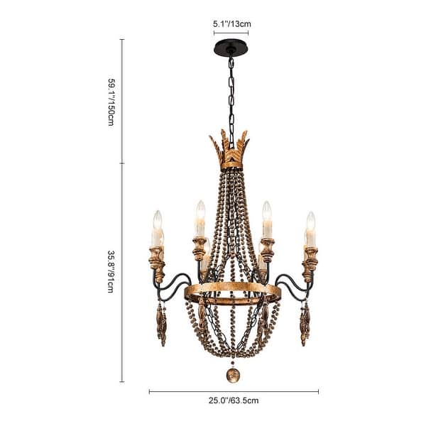 8-light Candle Style Empire Beaded Chandelier - Rusty