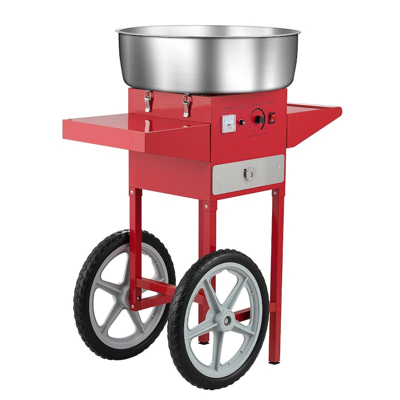 Stainless Steel 1000W Commercial Cotton Candy Machine with Temp Control - 32.24x20.47x37.6 inch - Red