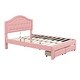 preview thumbnail 10 of 12, Full-Size Upholstered Platform Bed with Seashell Headboard, LED Lights, 2 Storage Drawers and Wood Slat Support, Pink