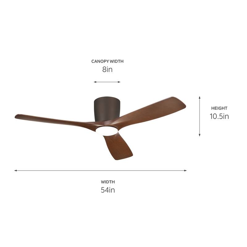 Kichler Lighting Volos 54 inch Integrated LED Indoor Satin Natural Bronze Flush Mount Ceiling Fan