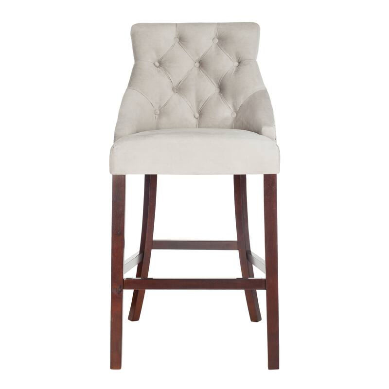 SAFAVIEH Clara 30-inch Tufted Wing Back Bar Stool (Set of 2) - 22.5" x 25" x 45" - 23Wx25Dx45H