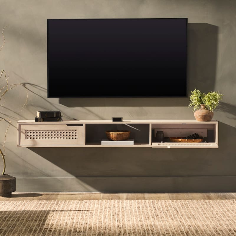 Middlebrook Scandi Faux Rattan-Door Floating TV Stand