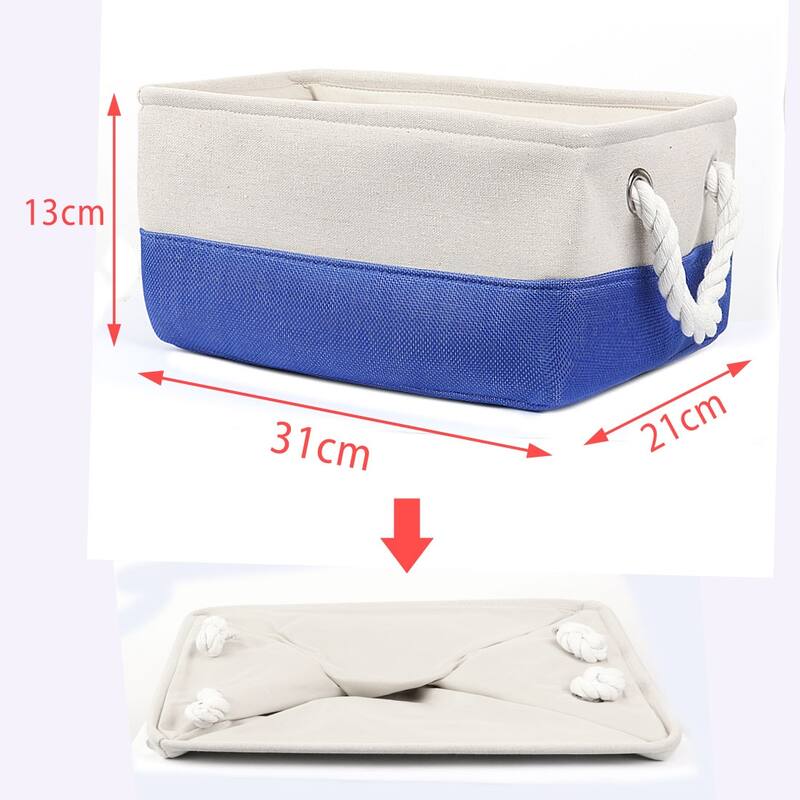 Foldable Polyester Storage Basket or Bin with Durable Cotton Handles