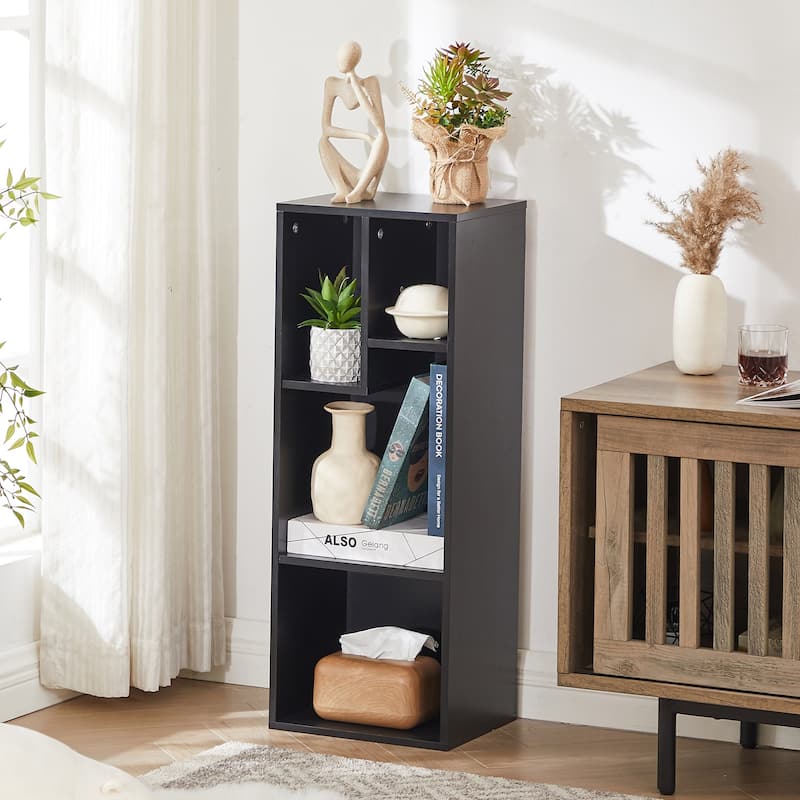 VECELO, 3-Tier Four Open Cube Wooden Bookcase Organizer, Bookshelf / Book Storage