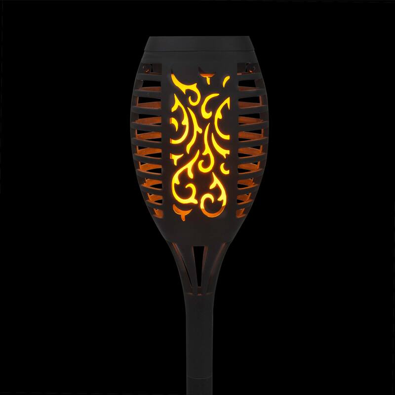 Alpine Corporation 20" Tall Outdoor Solar Powered Pathway LED Torch Light Stakes (Set of 6)
