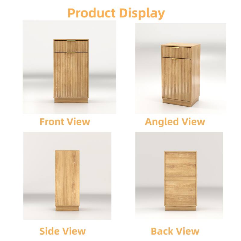 GDFStudio - Harper 13-Gallon Woodgrain Tilt-Out Cabinet with Textured Drawer & Hidden Waste Bin - 10-Gallon