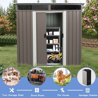 Lawn Lockable Sliding Doors Metal Storage Shed with Transparent Plate ...