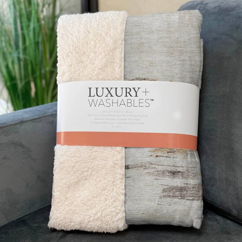 Premium Machine Washable Abstract Modern Sherpa Throw Blanket