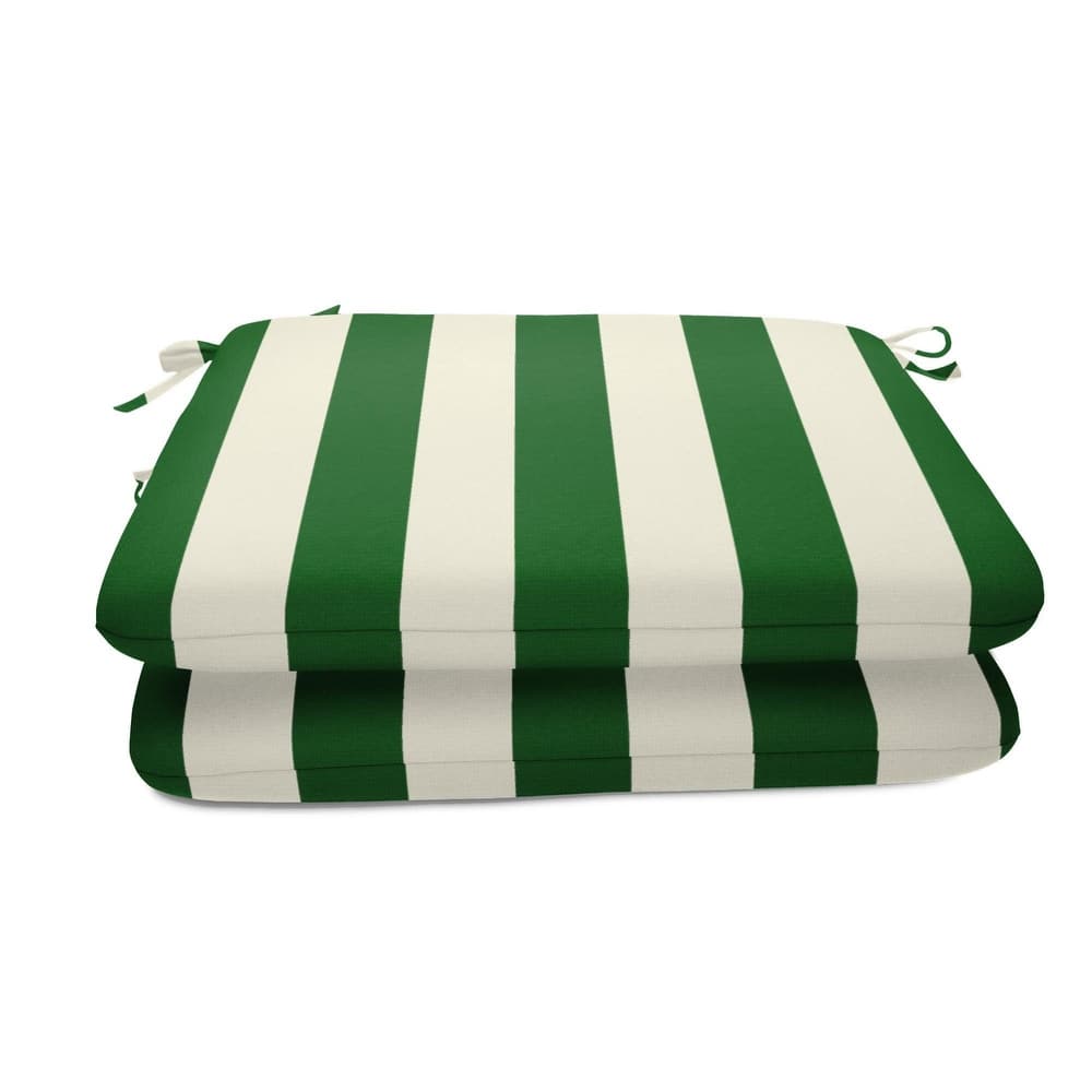 Sunbrella Stripe Fabric 2-Piece Indoor/Outdoor Seat Pad Cushion, 18"W x 18"L