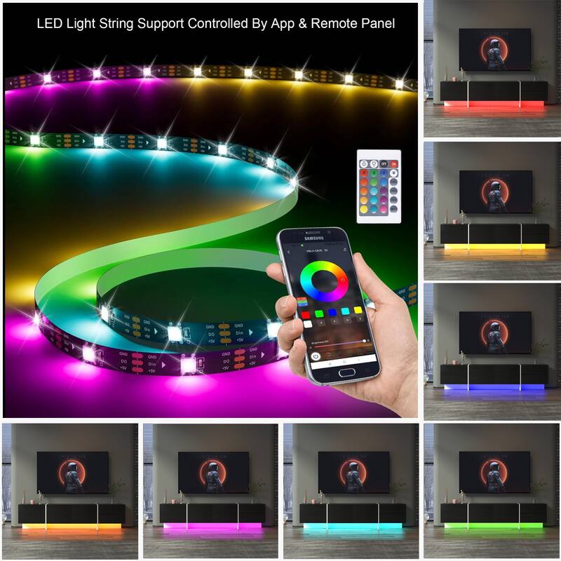 75 Inch TV Console with APP Control LED Lights, TV Stand, Entertainment Center