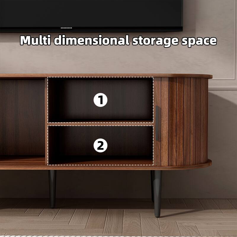 TV Stand, 47" Modern TV Console Table with Storage Compartment and Sliding Door, Gaming Entertainment Center with Cabinet