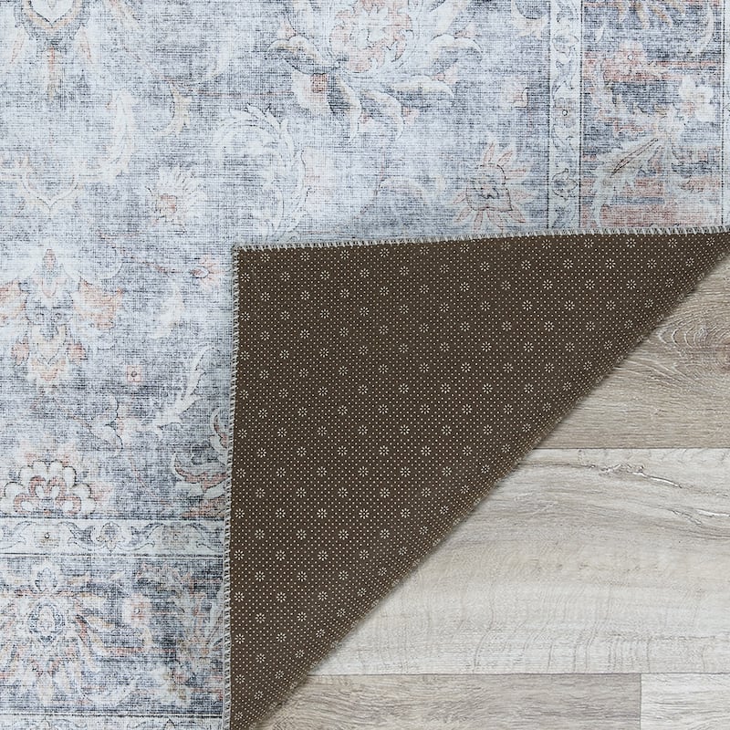 Dream Decor Rugs Legion Misty Garden Blue Floral Non Skid Area Rug