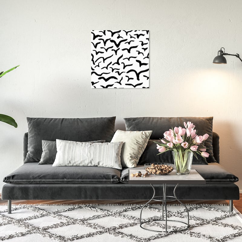 Wynwood Studio Canvas Abstract Fly Pattern White and Modern & Contemporary Wall Art Canvas Print - 20 x 20