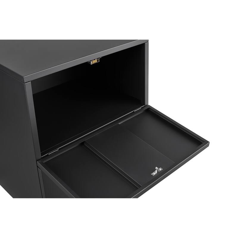 Anmytek Black 2 Drawer Mobile File Cabinet Rolling Under Desk Storage for Home Office