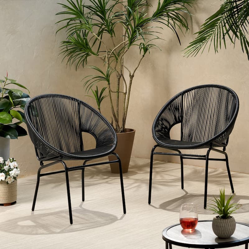 Novelty Patio Chairs Set of 2, Bistro Table & Chairs Set for Lawn, Outdoor Chairs for Balcony - Black