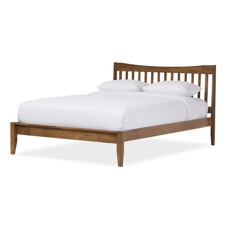 King Size Platform Bed Wood Slat Headboard Modern Design Bedroom Furniture