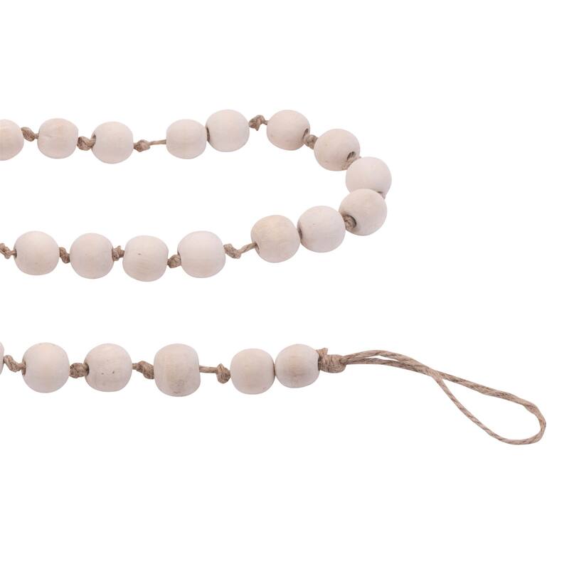 60" Set of 2 Rustic Wood Bead Garlands with Jute String for Christmas Tree or Fireplace - 60”L x 0.5”W x 0.5”H