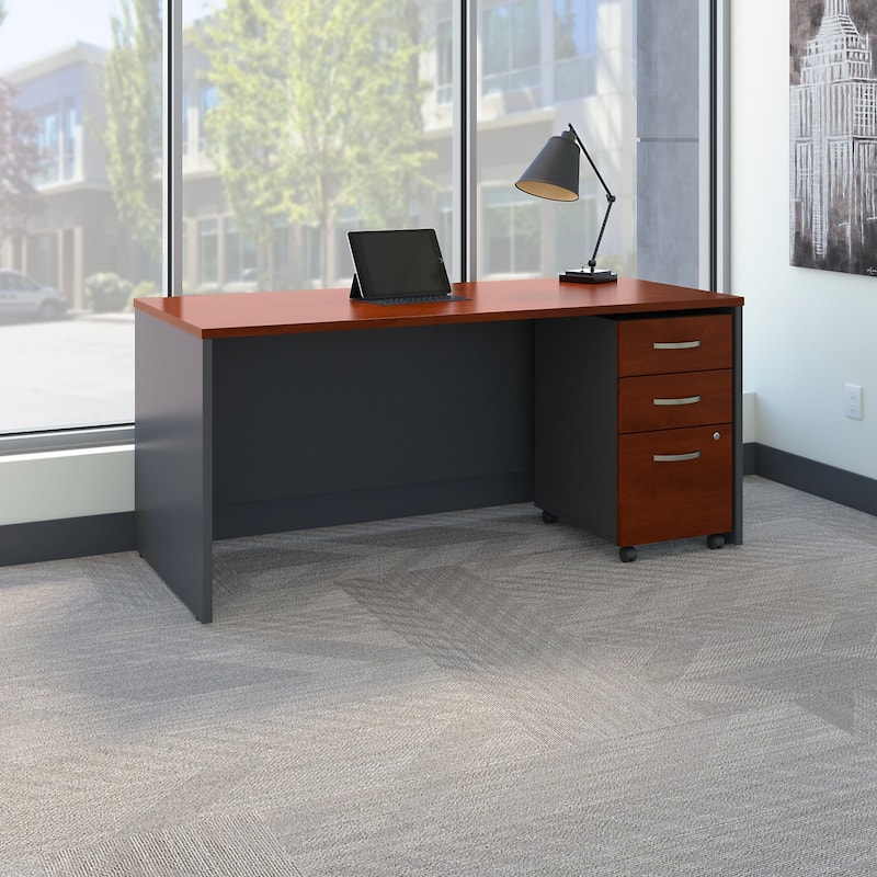Series C 66W x 30D Office Desk with Drawers by Bush Business Furniture - Hansen Cherry