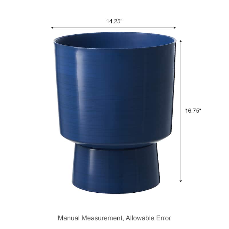 Glitzhome 16.75"H Set of 2 Cobalt Blue Faux Ceramic Urn Plastic Planter with Screw in Base