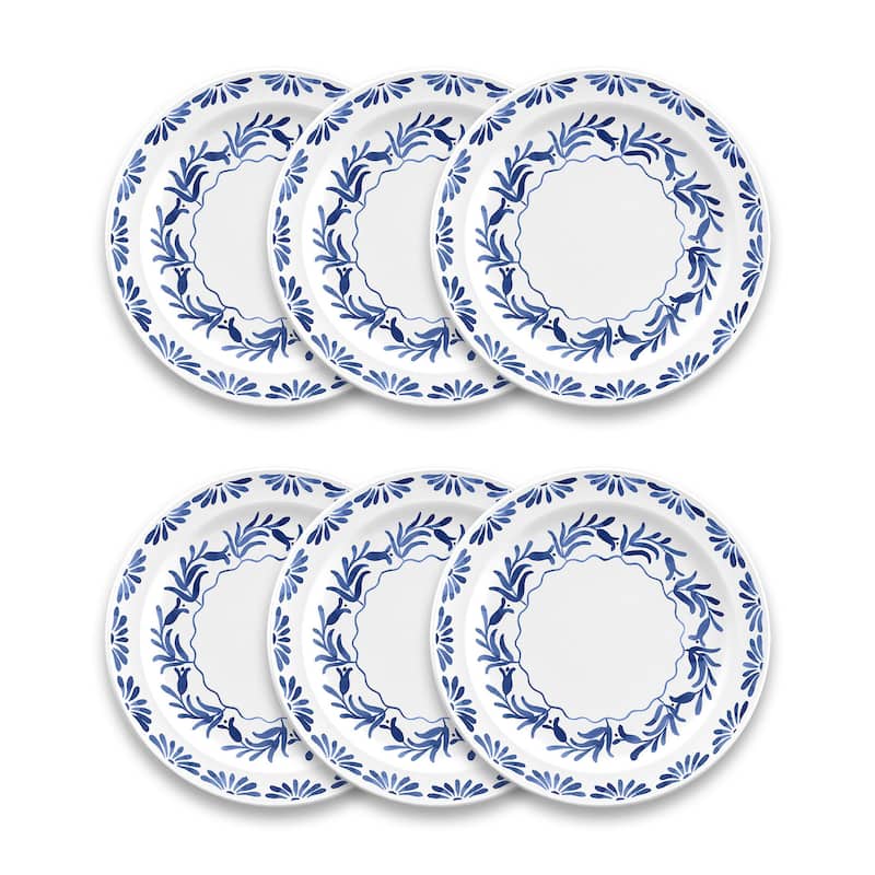 Abode Homewares Azul Melamine Dinner Plate - Blue - 10.5" - Set of 6 - 6 Piece