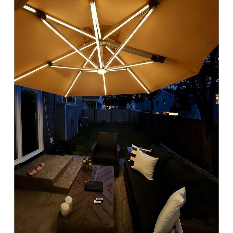 PURPLE LEAF 10 ft Square 360 Degree Rotation Patio Cantilever Umbrella