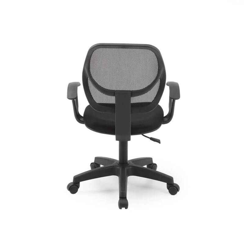 Hodedah Mesh, Mid-Back, Adjustable Height, Swiveling Task Chair with Padded Seat in Black - N/A