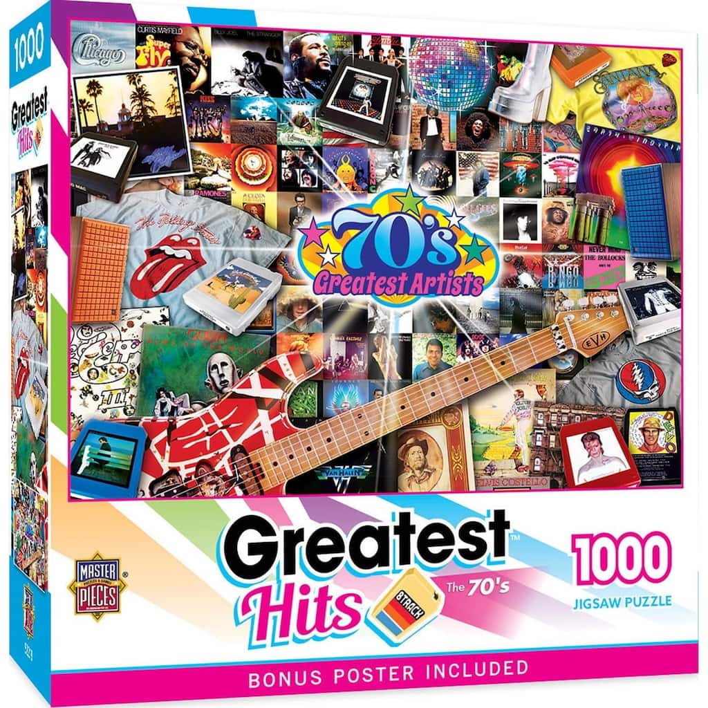 Greatest 70's Artists 1000 Pc Jigsaw Puzzle Fun for Adults & Kids