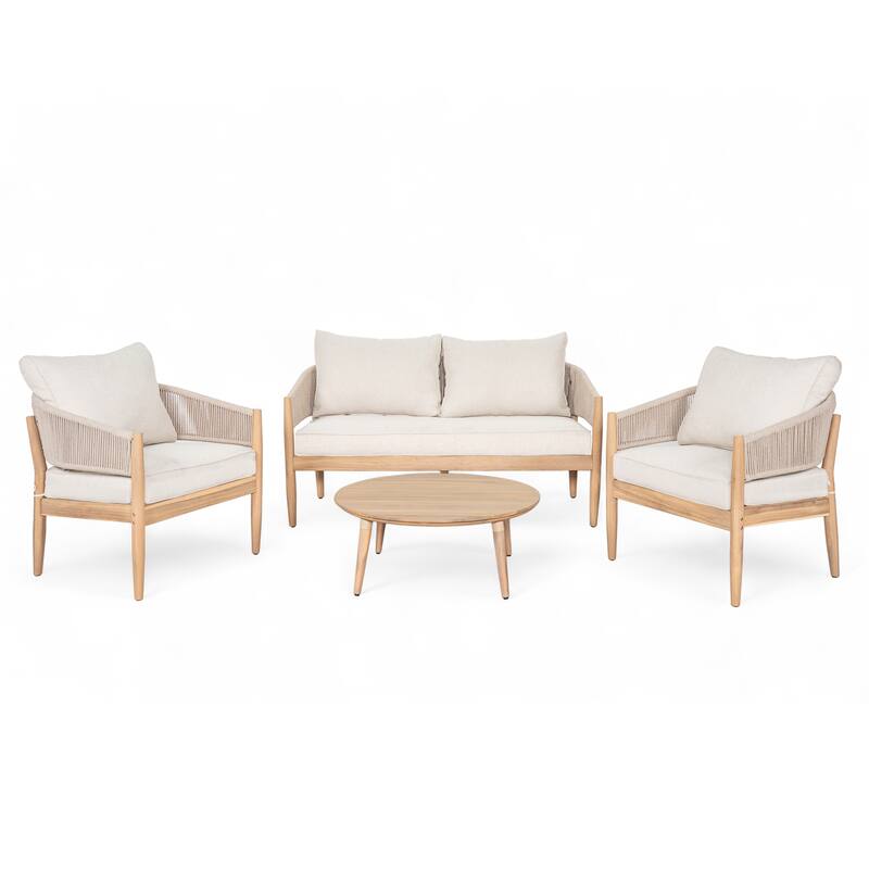 Christopher Knight Home - Linda Acacia Wood 4 Piece Outdoor Chat Set.