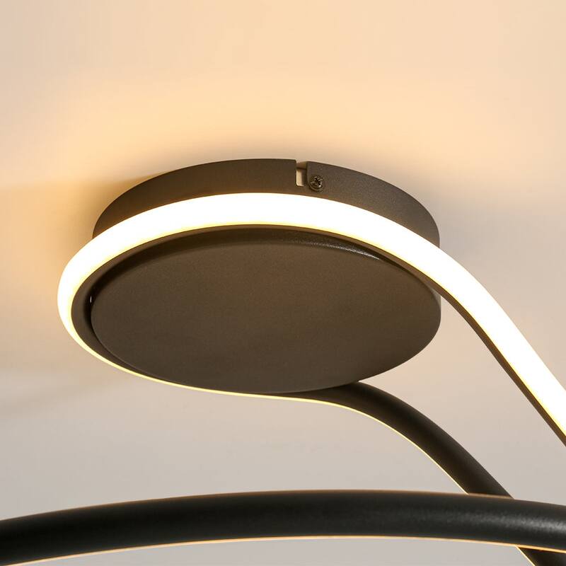 Modern Flow Line Dimmable LED Semi Flush Mount Light 16.9 in