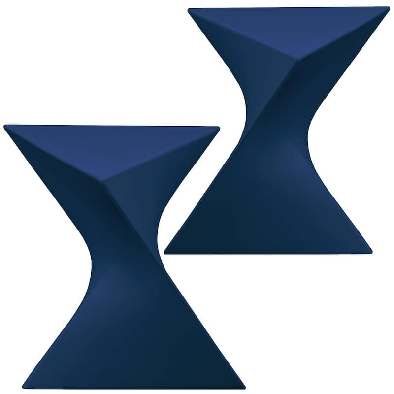 Randolph Modern Indoor Lightweight Side Table with Triangular Curved Design Accent End Table for Home Living Room or Bedroom - Set of 2 - Navy Blue