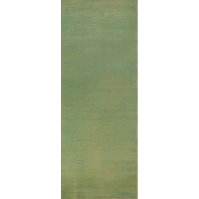 Green Modern Gabbeh Runner Rug Hand-Knotted Wool Carpet - 2'11" x 9'6"