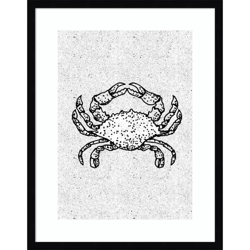 Black And White Crab by Nicholas Wood Framed Wall Art Print - Svelte Noir Black