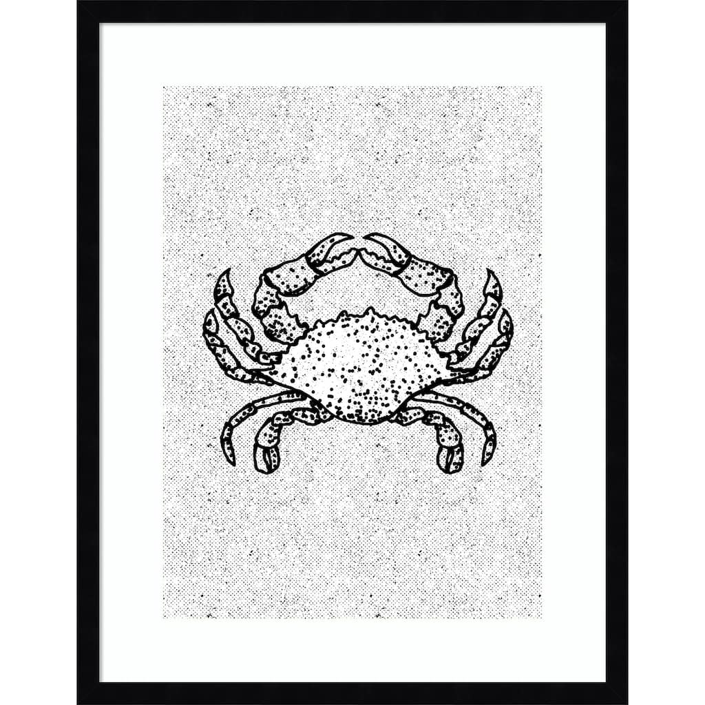 Black And White Crab by Nicholas Wood Framed Wall Art Print - Svelte Noir Black