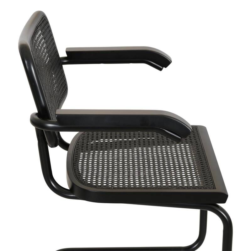 Breuer Chair Company Marcel Breuer Cesca Cane Cantilever Armchair Arm Chair w/ Black Steel Frame (Various Wood & Cane Colors)