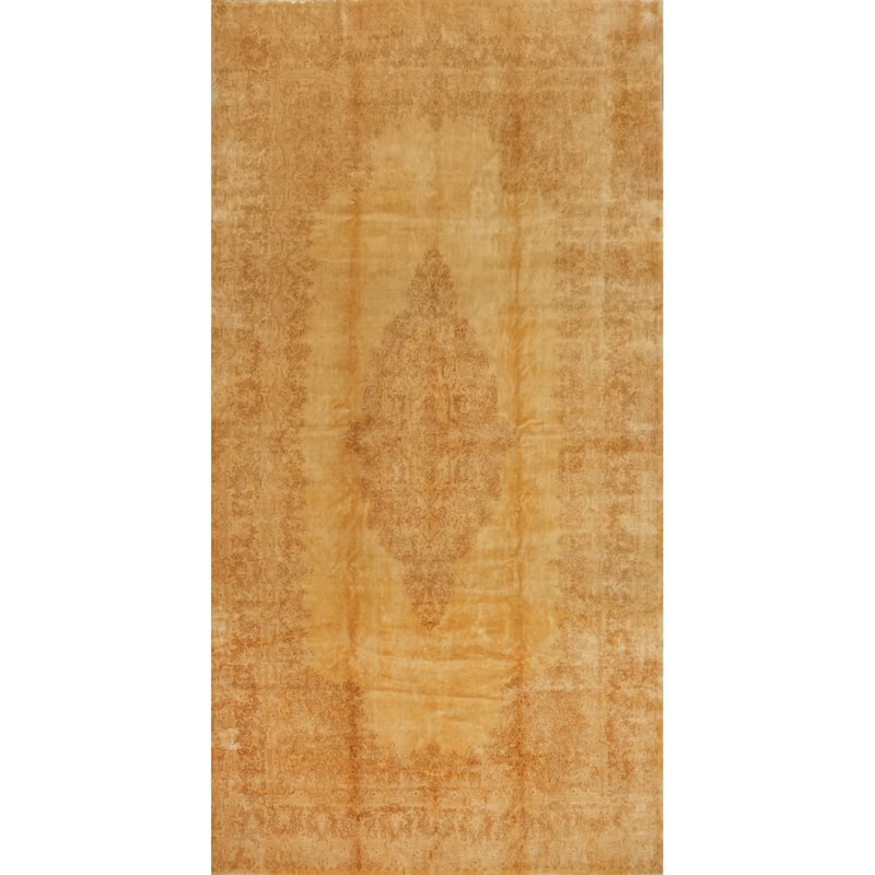 Hand Knotted Oriental 100% Wool Carpet Traditional Floral Yellow & Gold Kerman Area Rug - 20' 8'' X 10' 6''