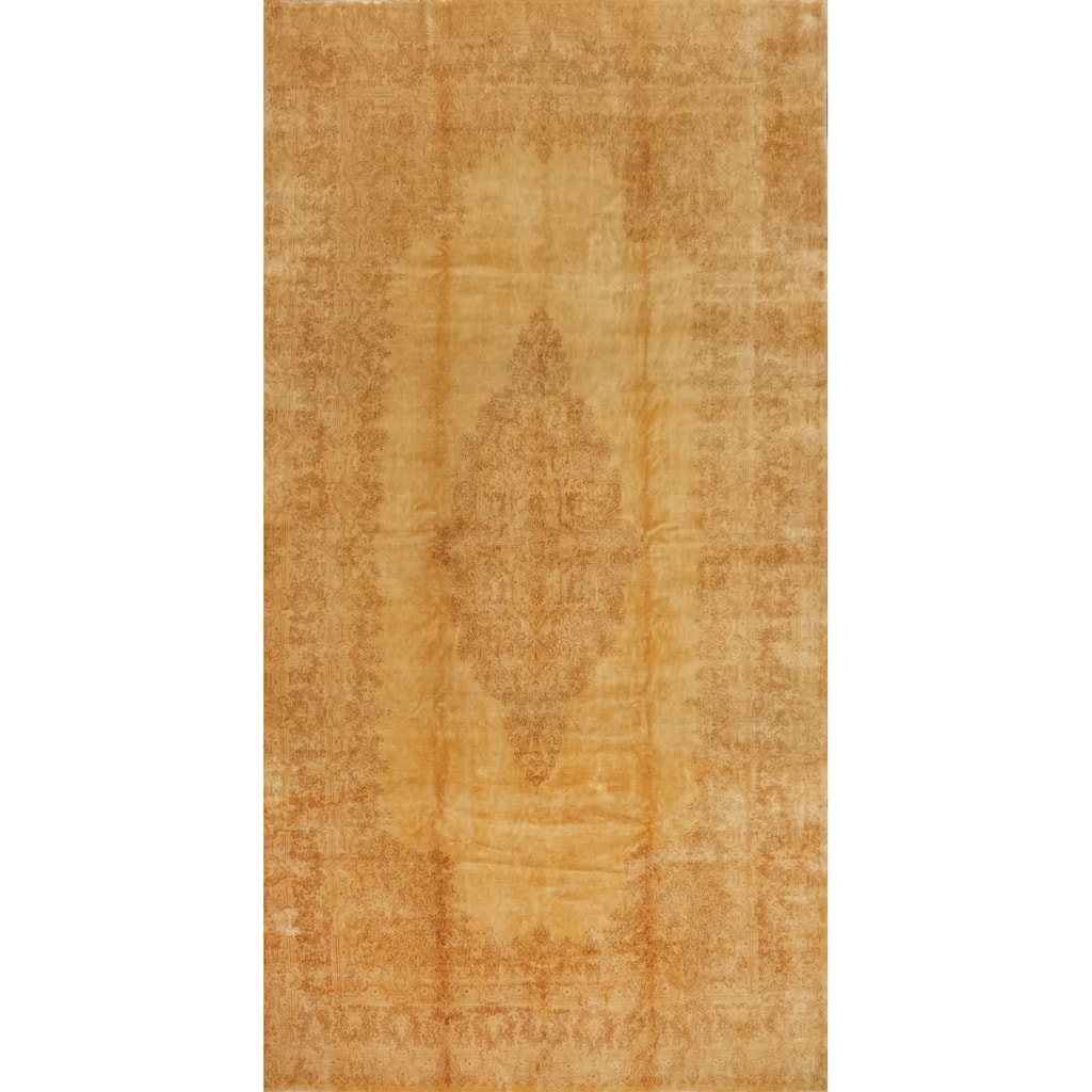 Hand Knotted Oriental 100% Wool Carpet Traditional Floral Yellow & Gold Kerman Area Rug - 20' 8'' X 10' 6''