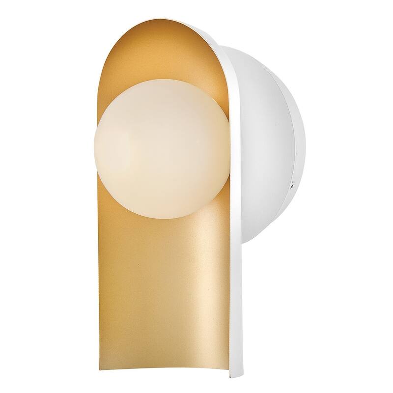 Lark 84230 Zuri 10" Tall Wall Sconce - Satin Off-White / Lacquered Brass