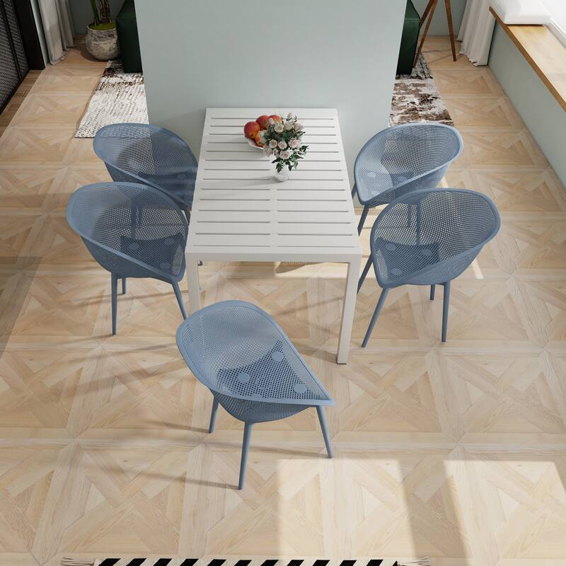 2-Pack Modern Lounge Chairs - Indoor/Outdoor All-Weather PP Plastic, Lightweight & Stackable for Patio, Beach, Living Room