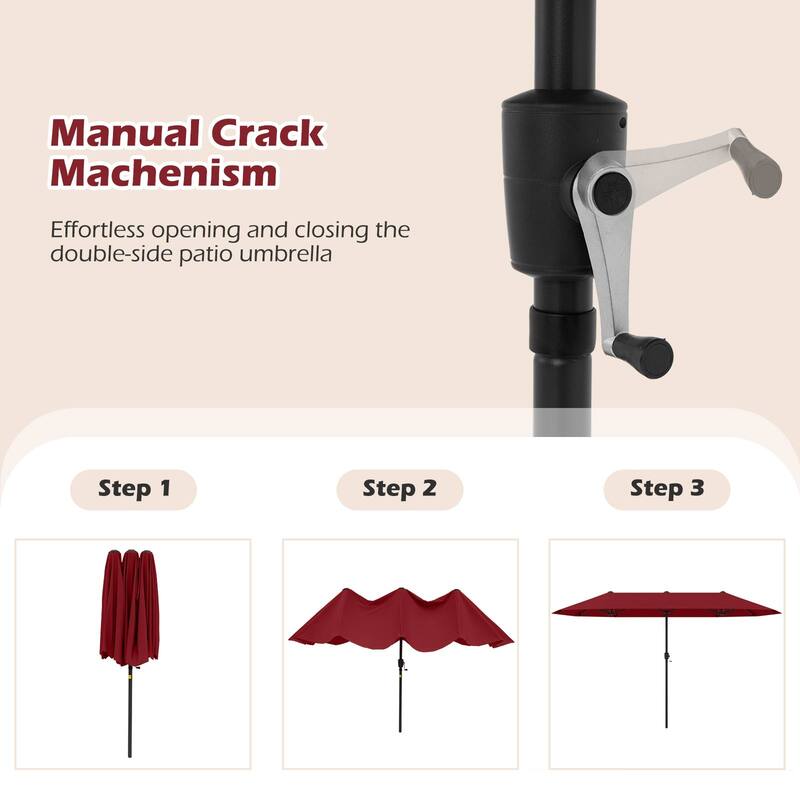 Gymax 13 FT Double-sided Patio Umbrella Outdoor Large Twin Size