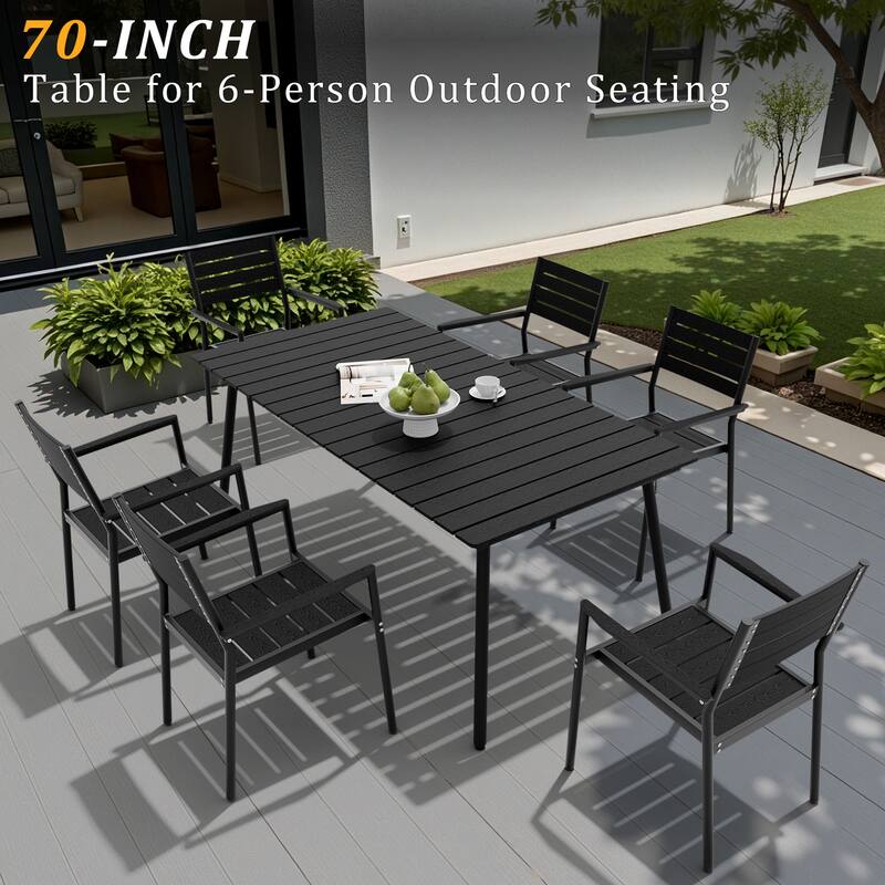 Pellebant Outdoor Aluminum Rectangular Dining Table