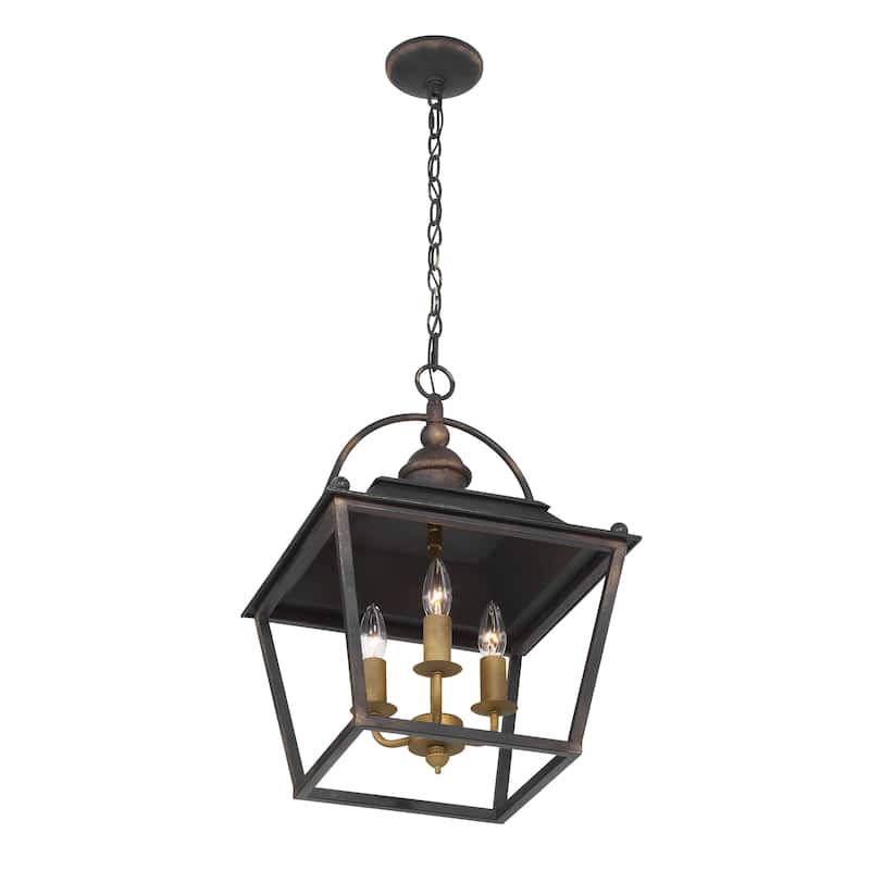 Golden Lighting Christoff 3-light Pendant in Antique Black Iron - Silver