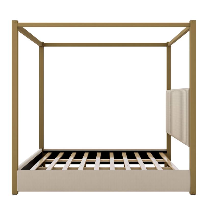 Upholstered Canopy Platform Bed with Velvet Headboard & Metal Frame by Harper&Bright Designs