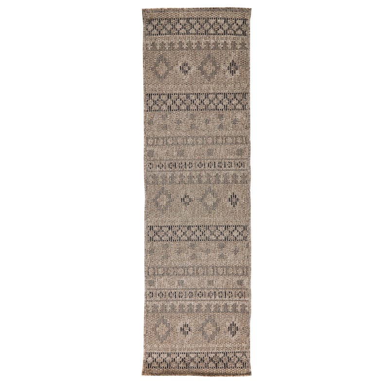 Terra by Obeetee Sol Stripe Natural Rug - Natural/Criss Cross - 2'2" x 7'6"