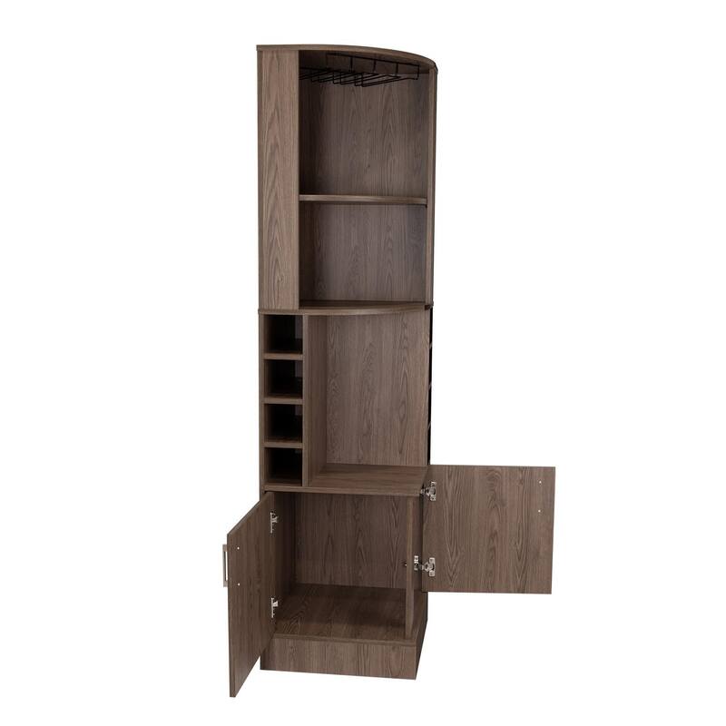 Syrah Corner Bar Cabinet, Two External Shelves