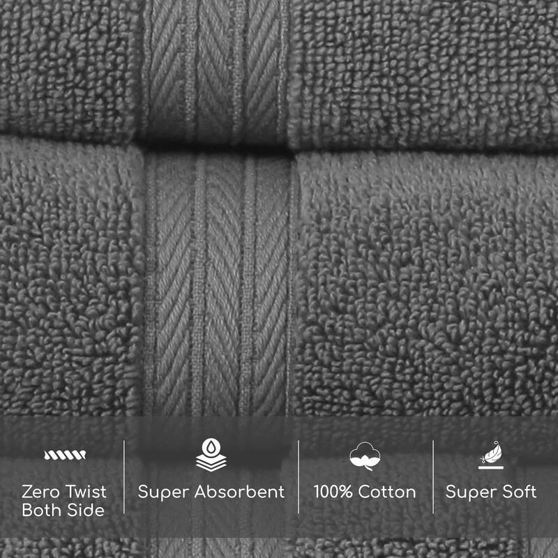 Home Weavers Elegance Essentials 550GSM Cotton Zero Twist Super Absorbent Bath Towel Set of 6